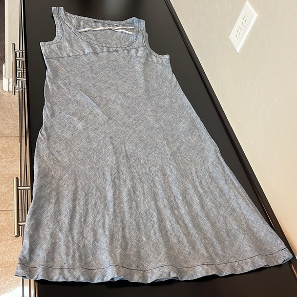 Horny Toad Linen Sheath Dress Blue Chambray Shift Knee Length Sleeveless, sz S - Picture 8 of 10